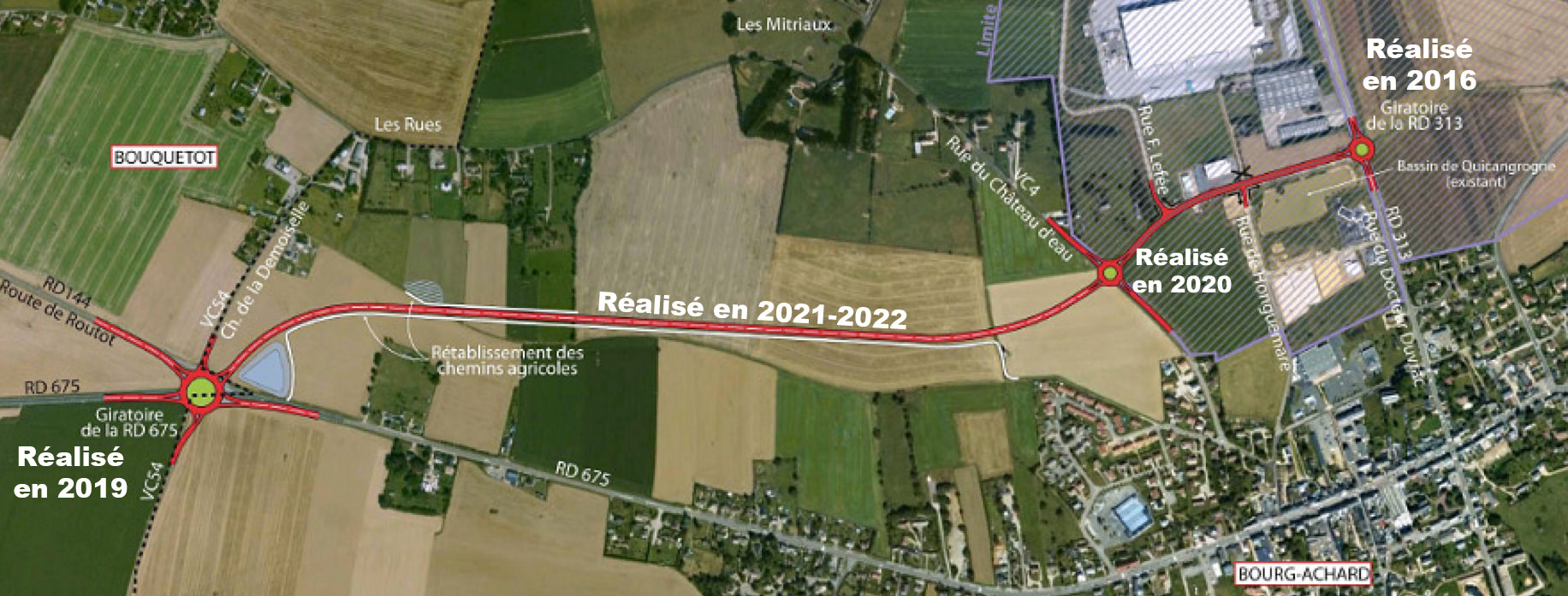 Plan du projet de la déviation de Bourg-Achard dans l'Eure