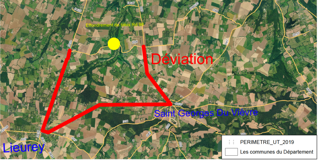 Carte avec le tracé de la déviation de Saint-Etienne l'Allier