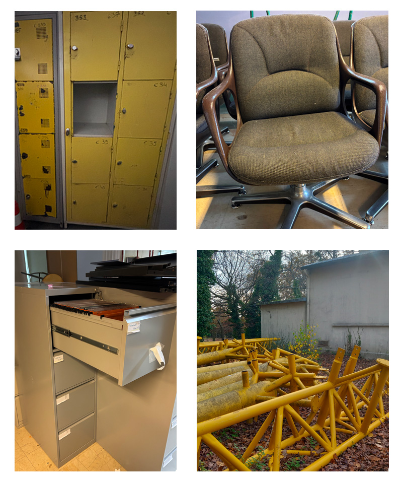 4 photos avec fauteuils, casiers